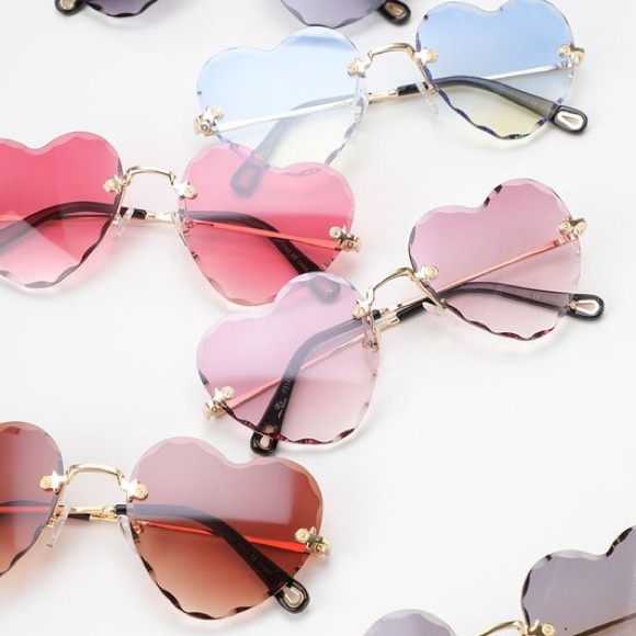 NEW Rimless Beveled Heart Shape Crystal Sunglasses - Picture 2 of 12
